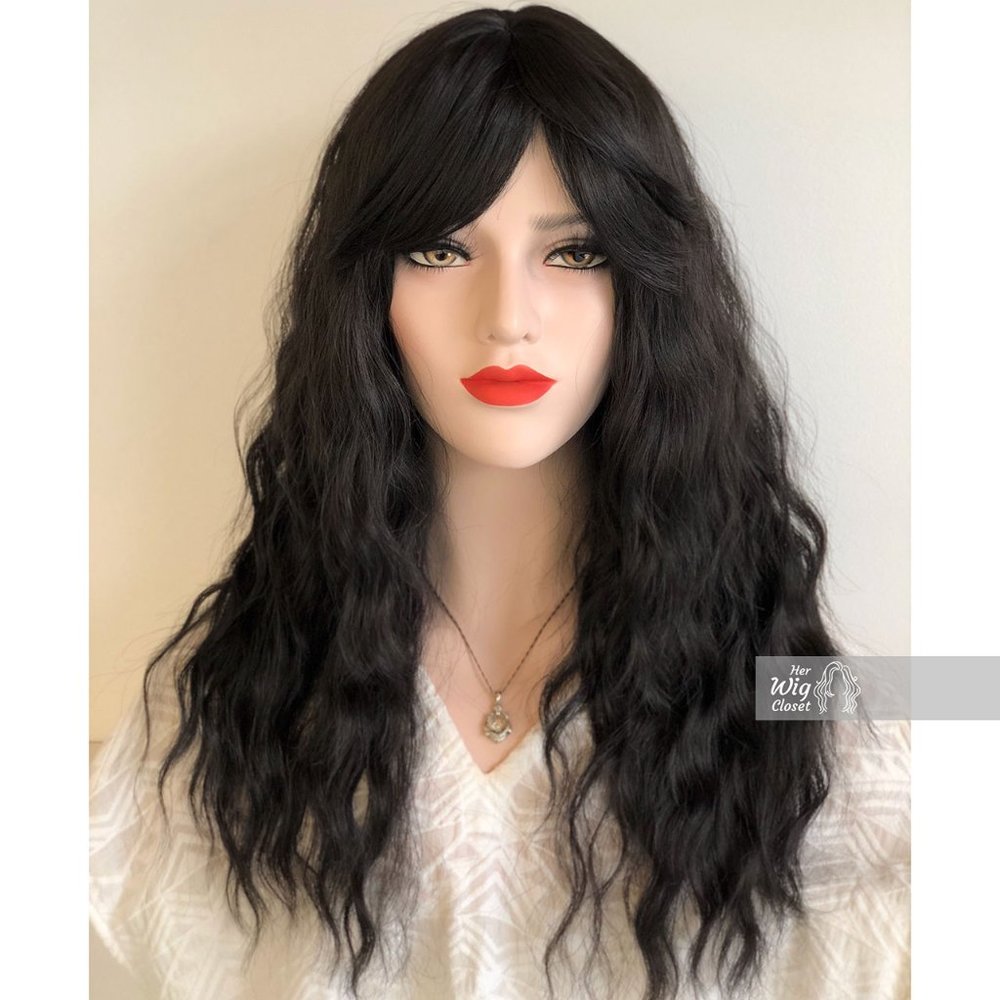 20" Black Loose Wave Wig with Bang | Emily - Picture 3 of 8